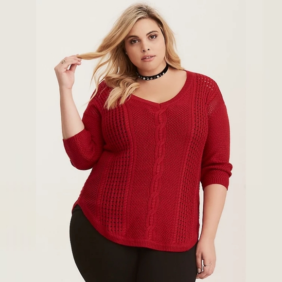 torrid Sweaters - TORRID | cable knit v-neck tunic sweater